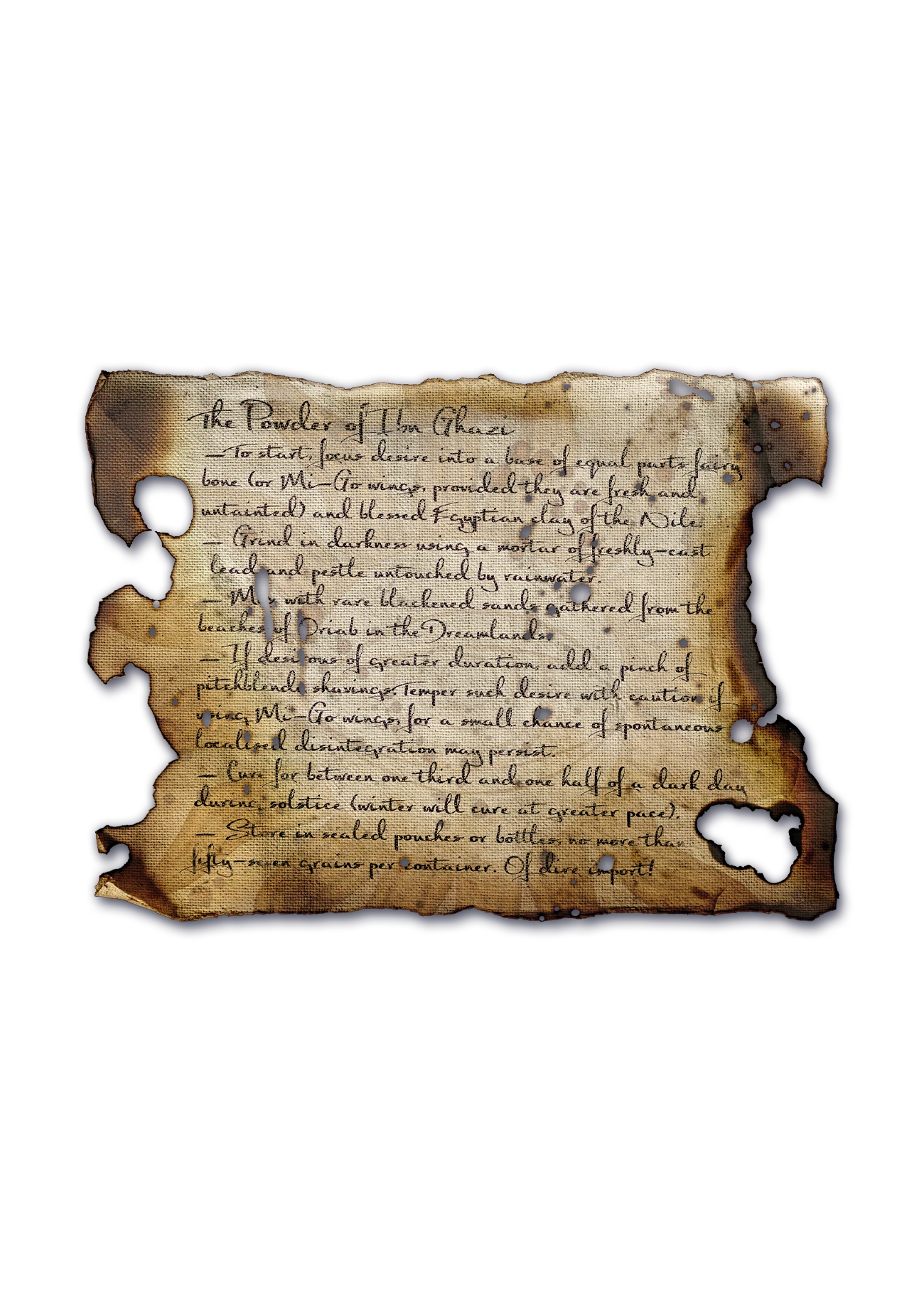 An ancient manuscript containing directions to make the Powder of Ibn-Ghazi.