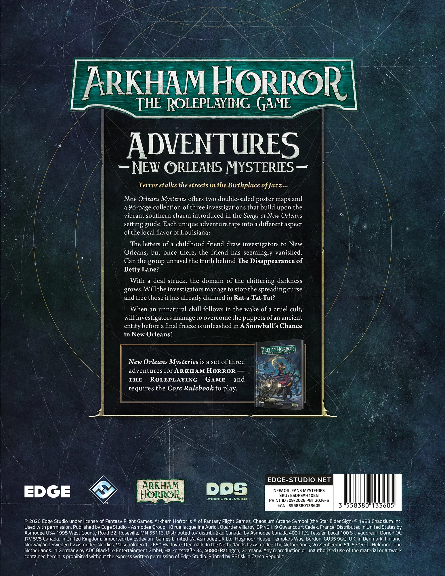 The back cover of New Orleans Mysteries.