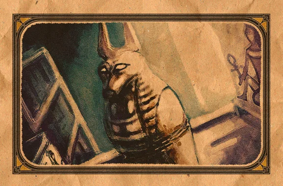 A canopic jar featuring a jackal's head