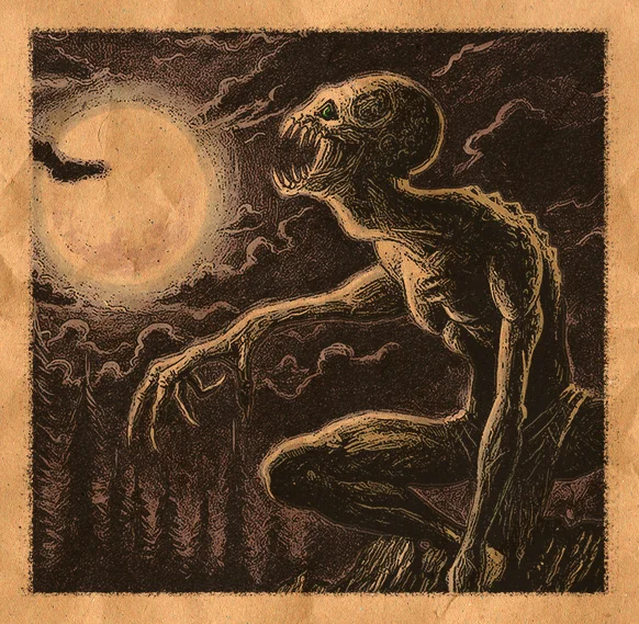 A vile ghoul-like creature howls at the moon