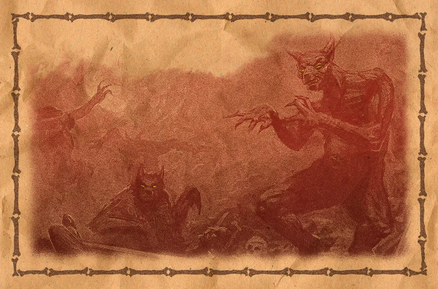A gathering of ghouls in shadow
