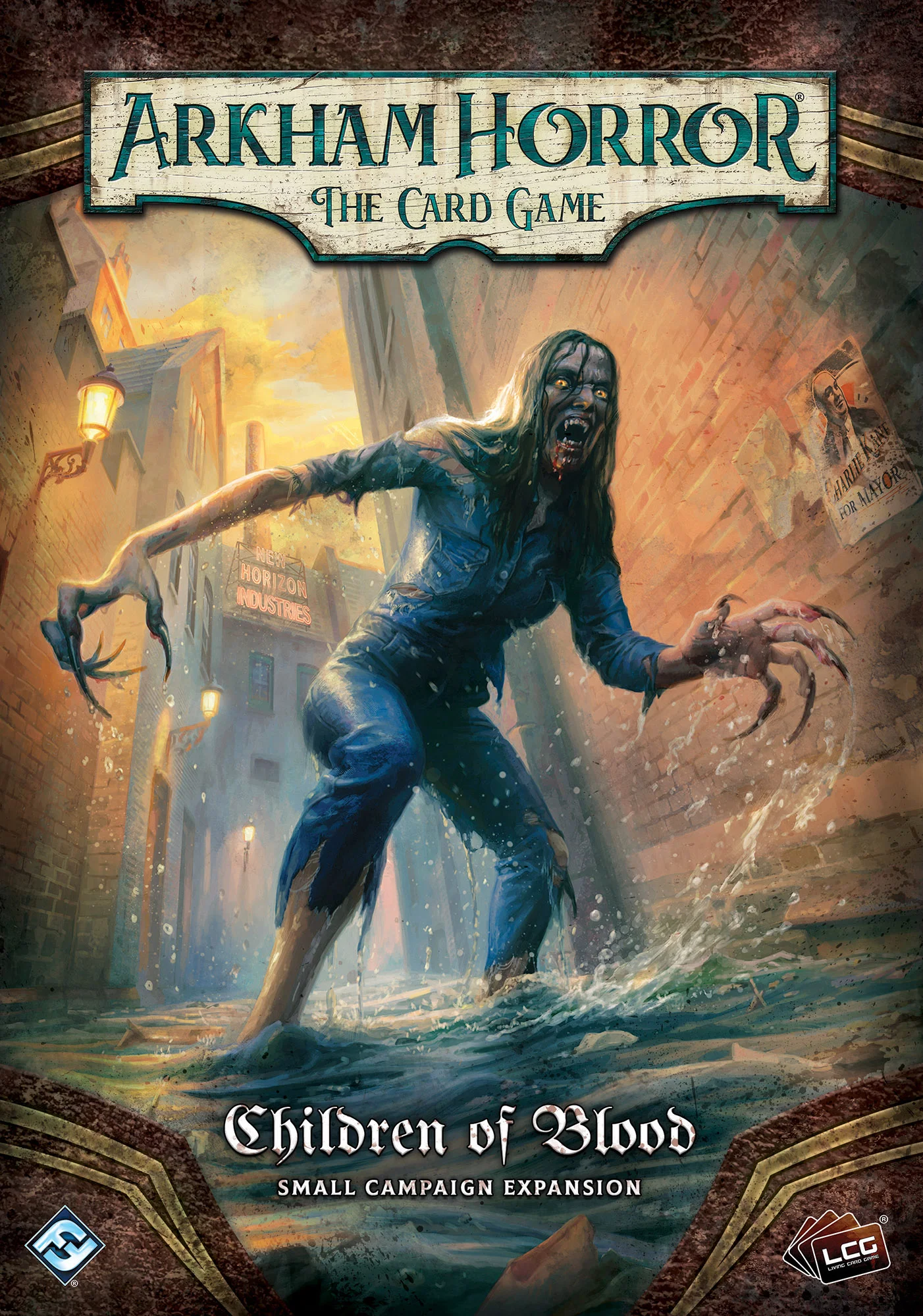 Box cover of Children of Blood, small expansion for Arkham Horror: The Card Game.