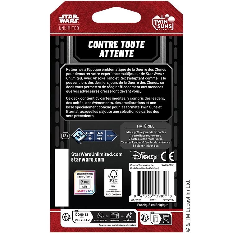 FFGSWHA024FR STAR WARS UNLIMITED 2026 TWIN SUNS DECKS CONTRE TOUTE ATTENTE FR COVER BACK