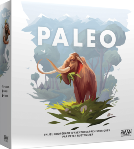 boîte du jeu Paléo avec un mammouth