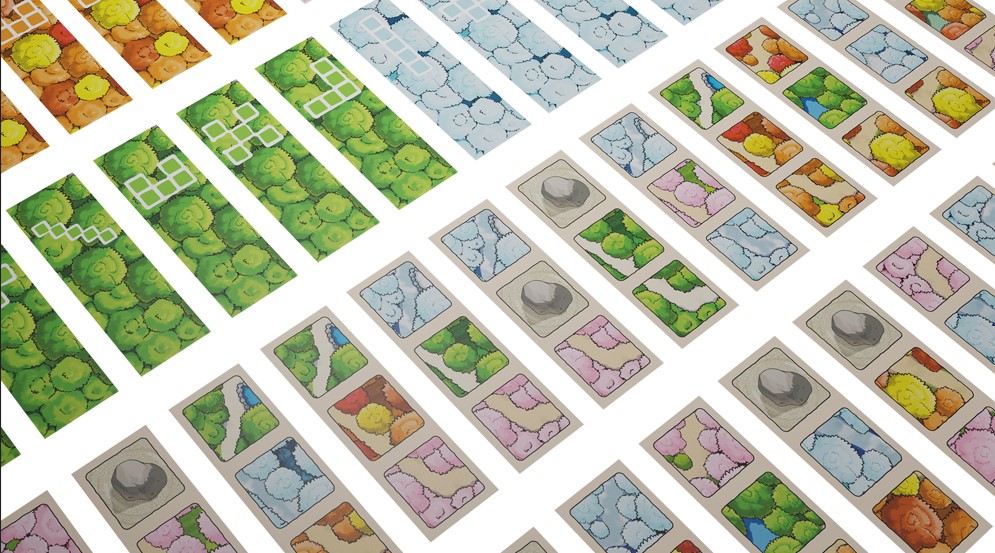 Les différentes tuiles du jeu de société Niwashi.