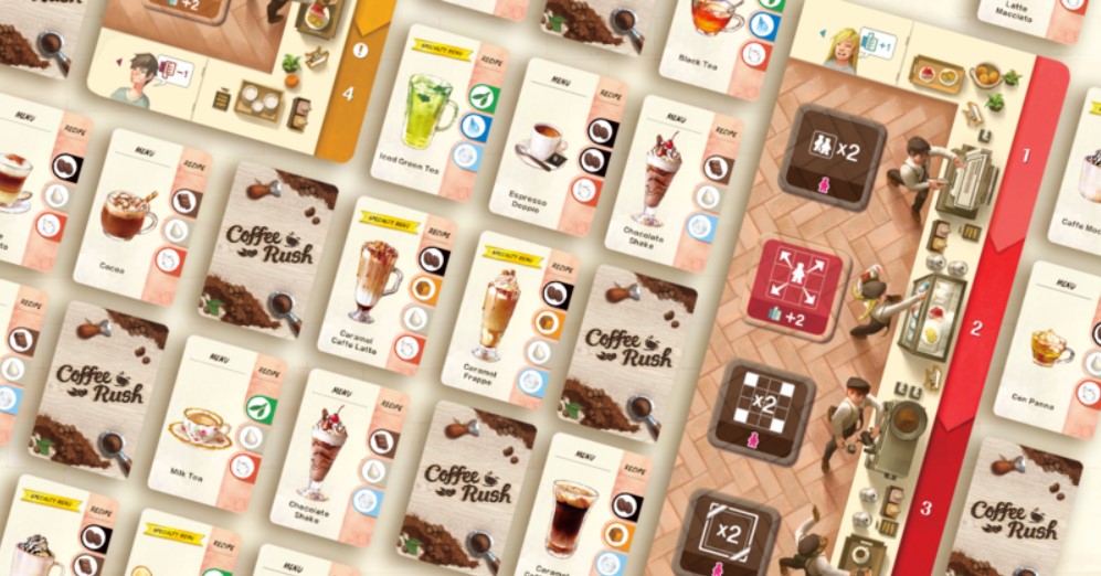 Le menu des boissons du jeu de société Coffee Rush.