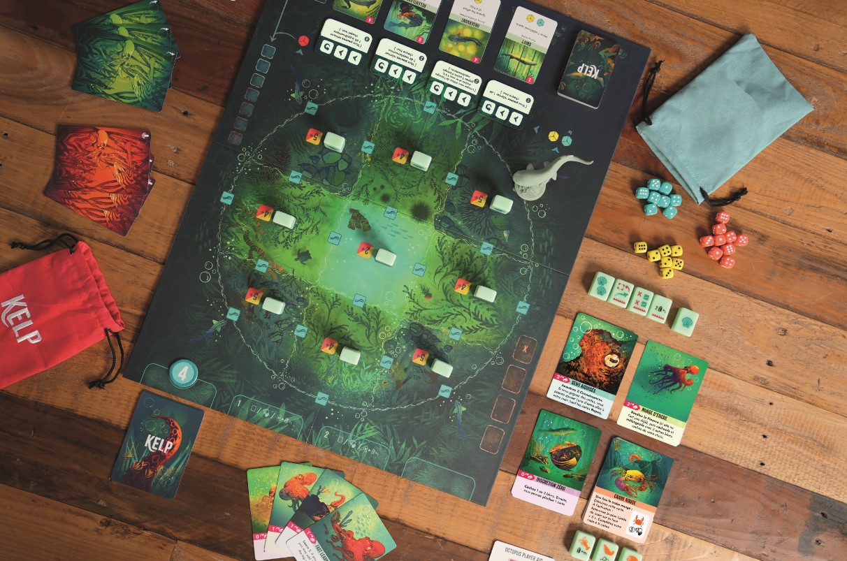 plateau et figurines du jeu de société kelp