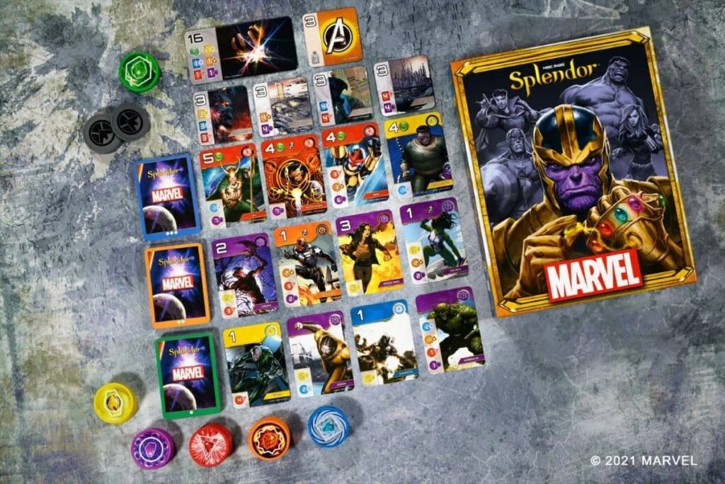 Matériel du jeu de société Marvel Splendor