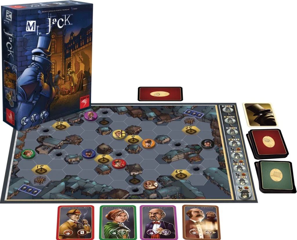 plateau et boîte du jeu de société mr jack