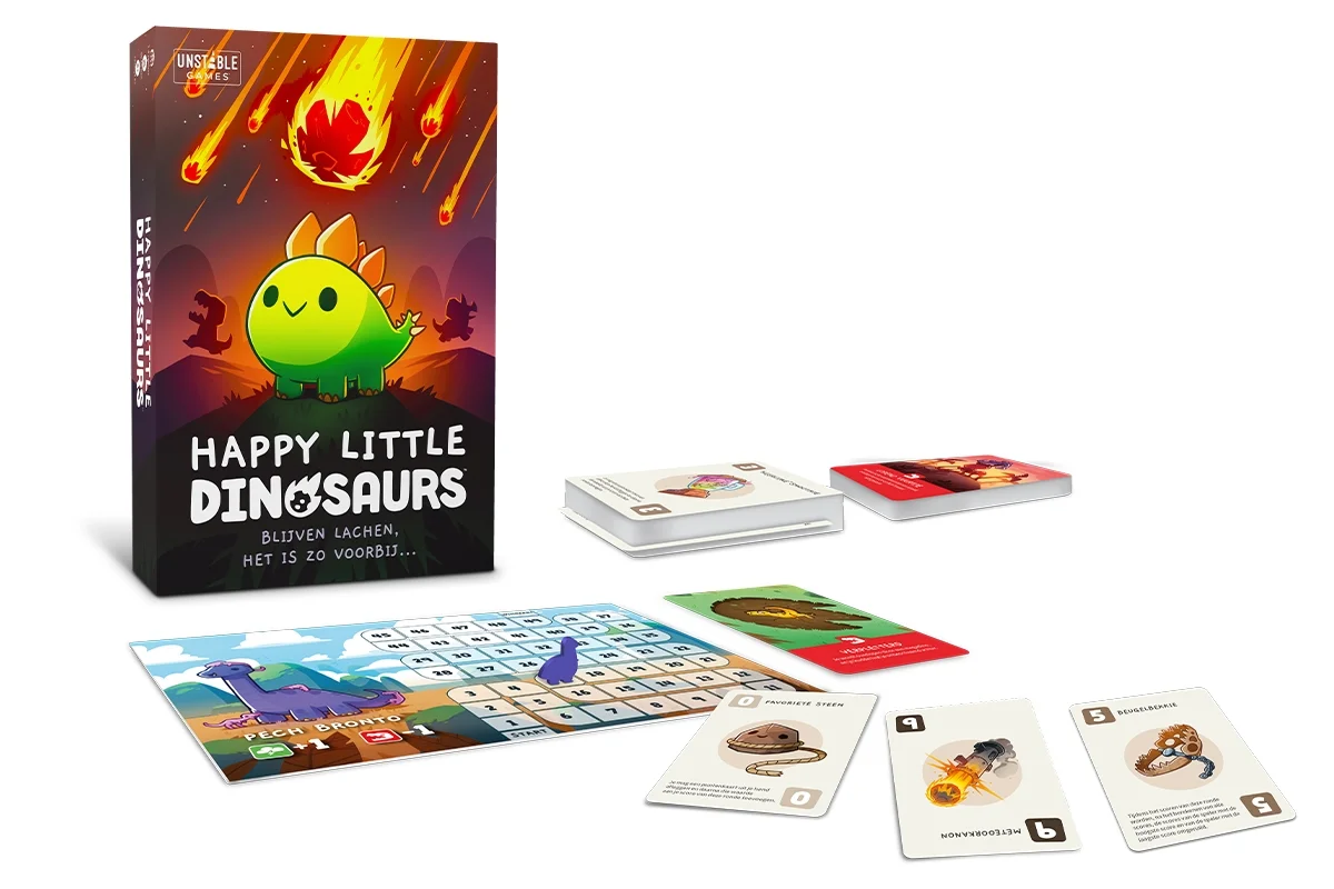 Asmodee Happy Little Dinosaurs - Gioco Da Tavolo In Francese, Da 2 A 4 Giocatori, Dagli 8 Anni, Sopravvivi Ai Disastri!