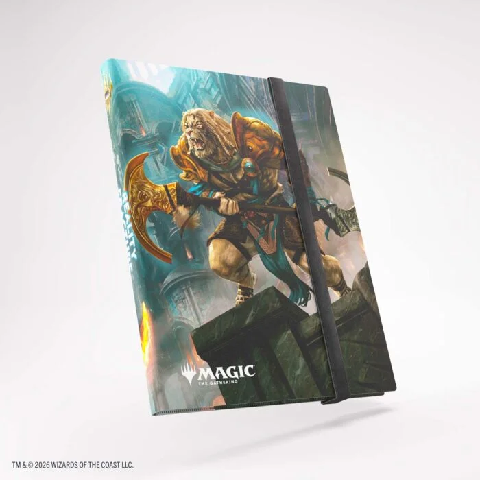 Album Gamegenic Casual 18-Pocket Ajani Reality Fracture, fermé avec sa sangle élastique