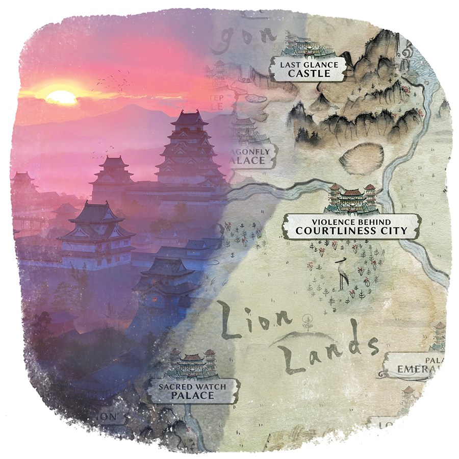 An illustration of Toshi Ranbo overlaid on the regional map