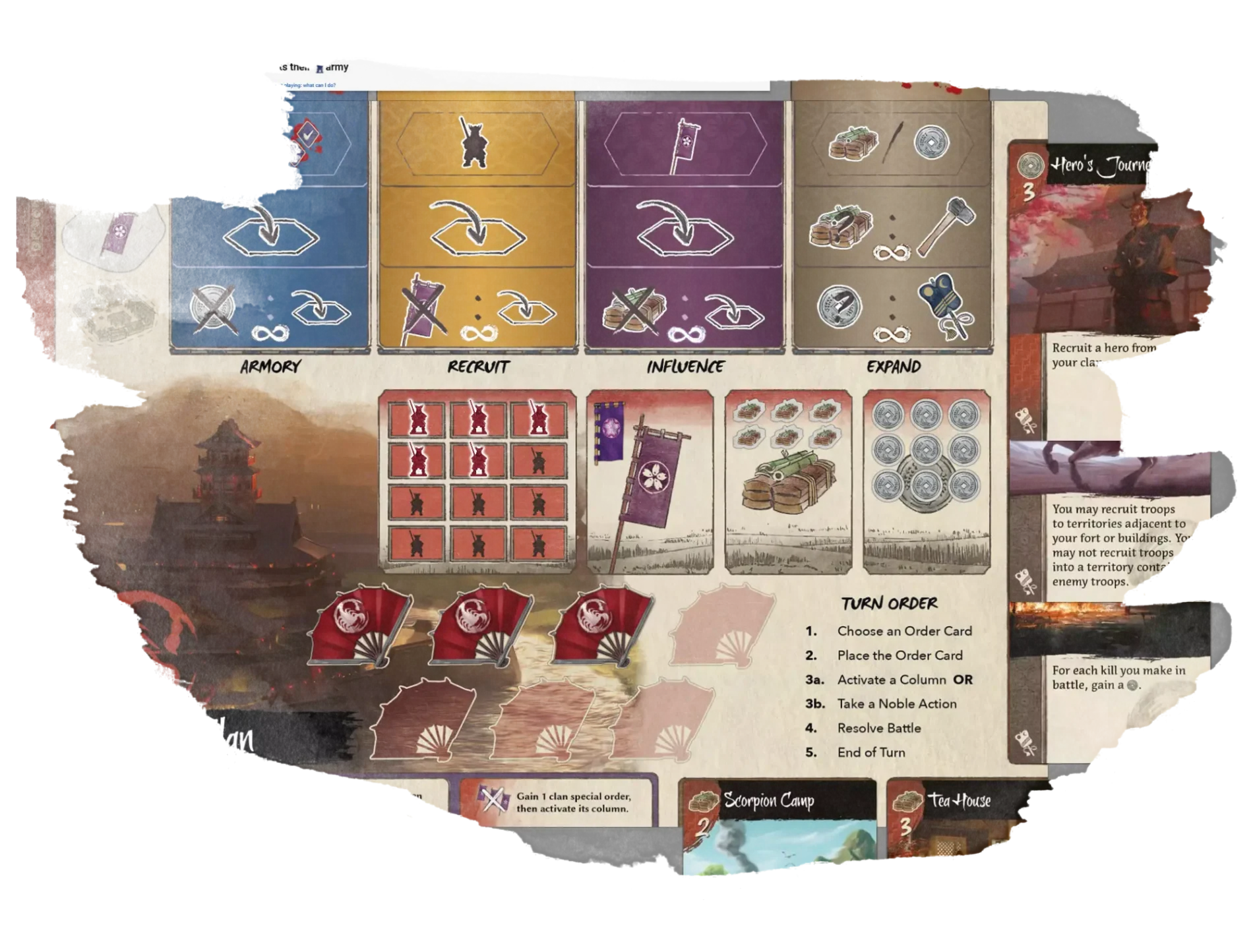 Gunsen player board gameplay on Board Game Arena