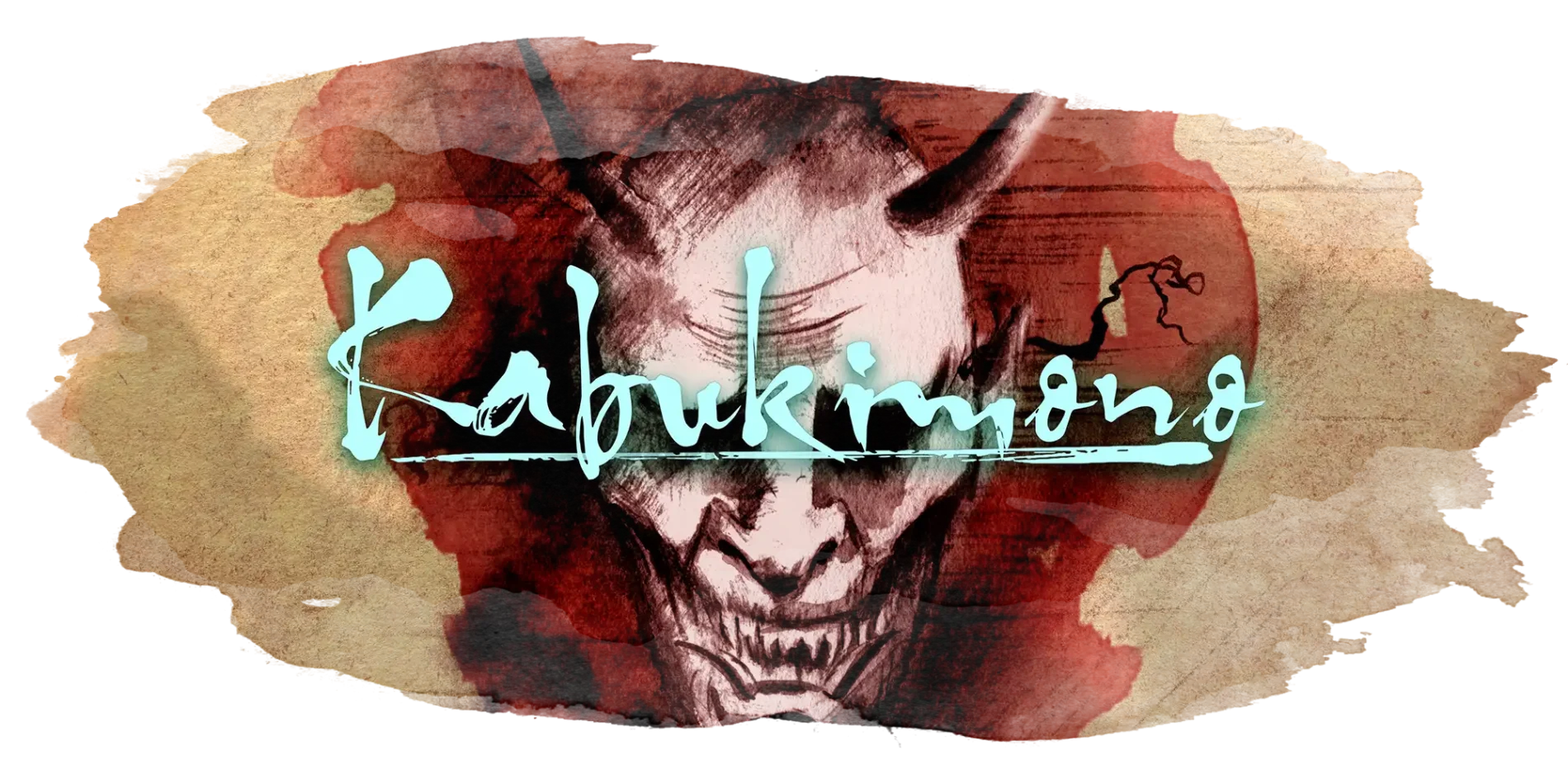 Kabukimono fiction image showing an oni mask and the title.