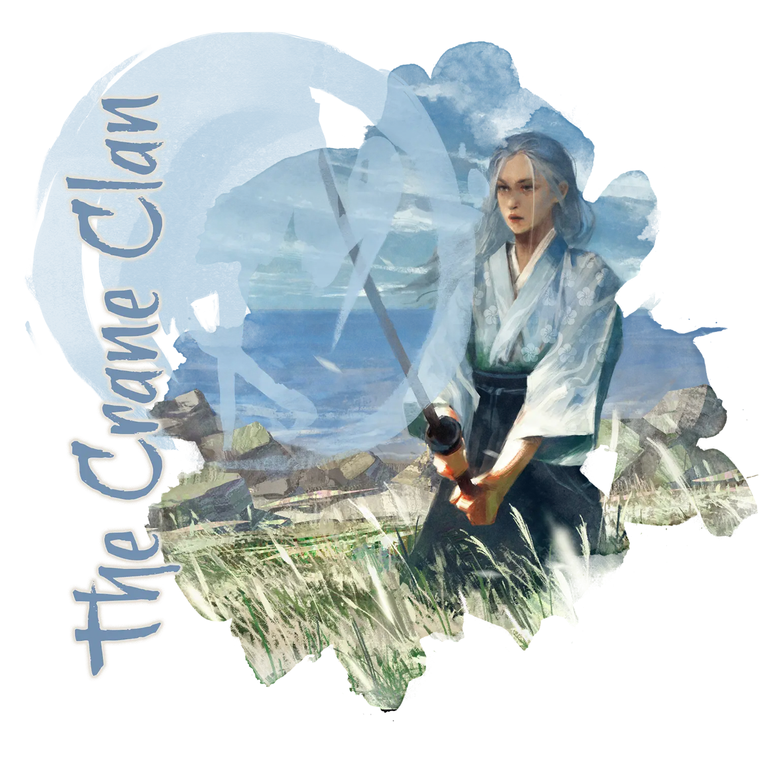 An illustration of a master duelist from the Crane Clan.