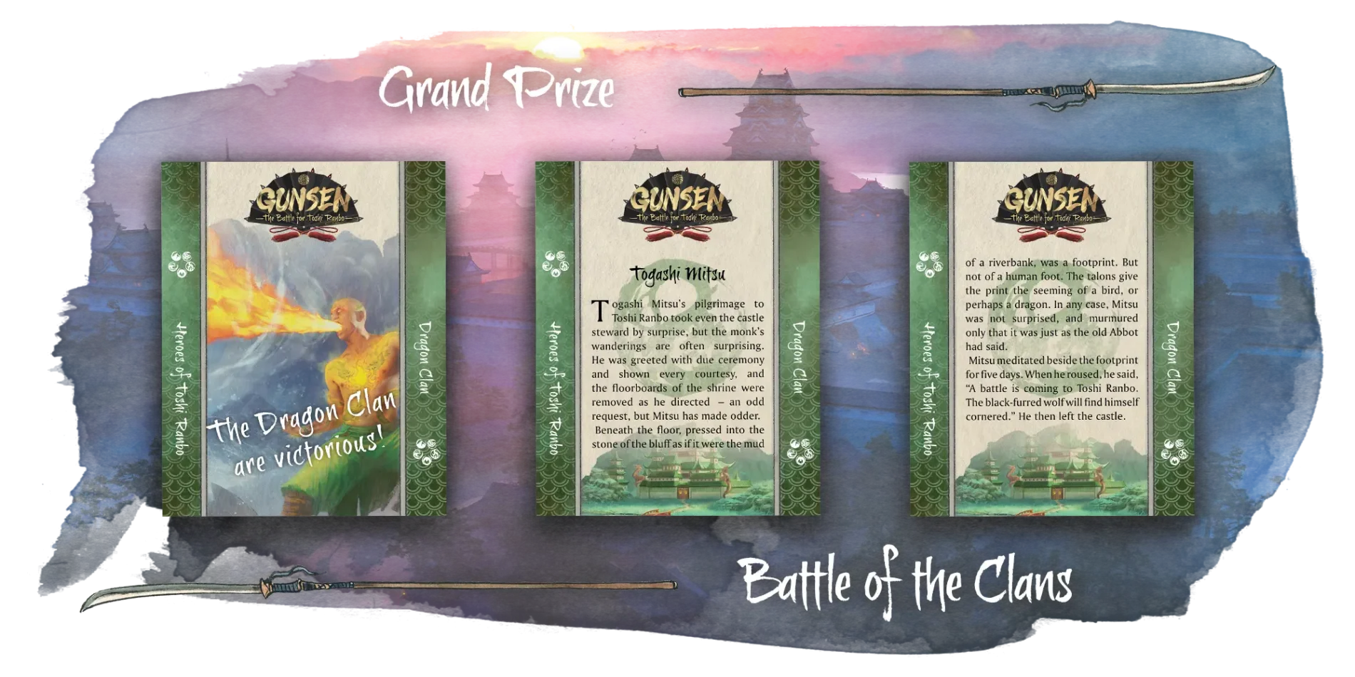 Gunsen OP Battle Report Grand Prize - 3 cards reporting the results
