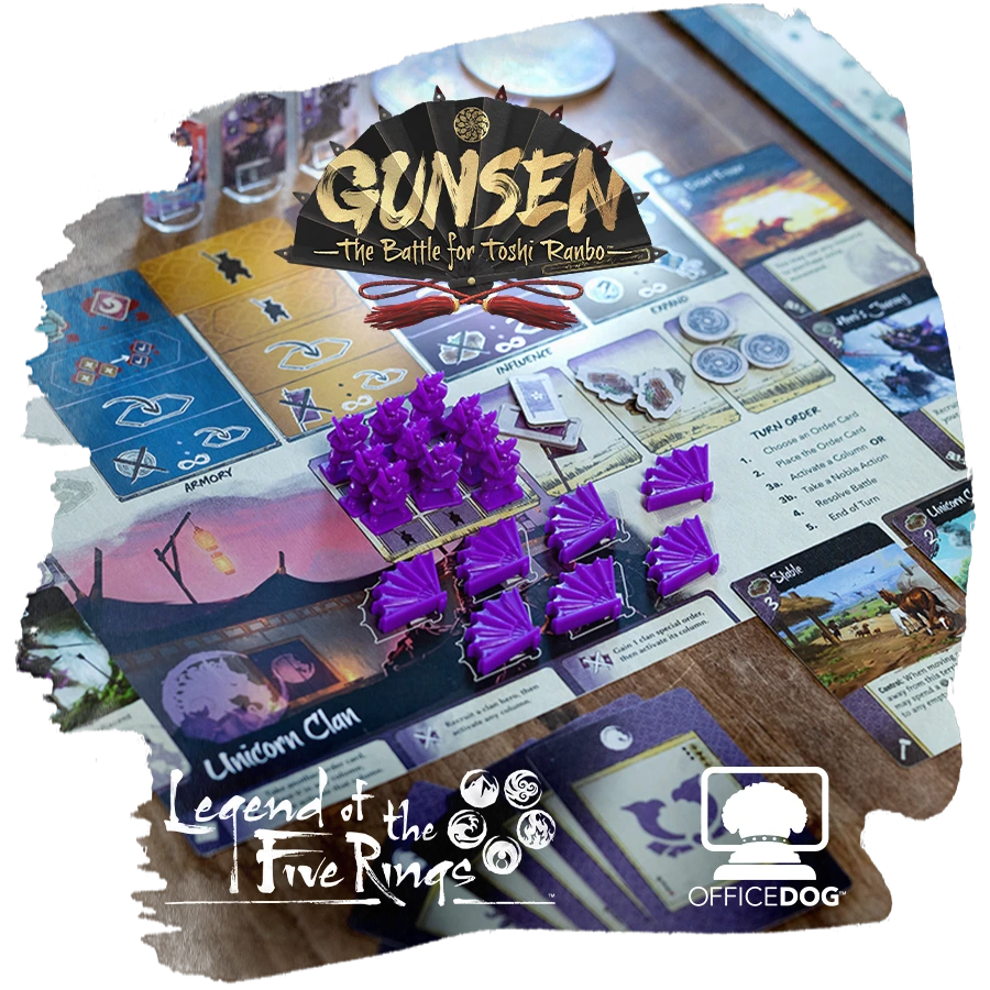 Gam components from Gunsen: The Battle for Toshi Ranbo boardgame.