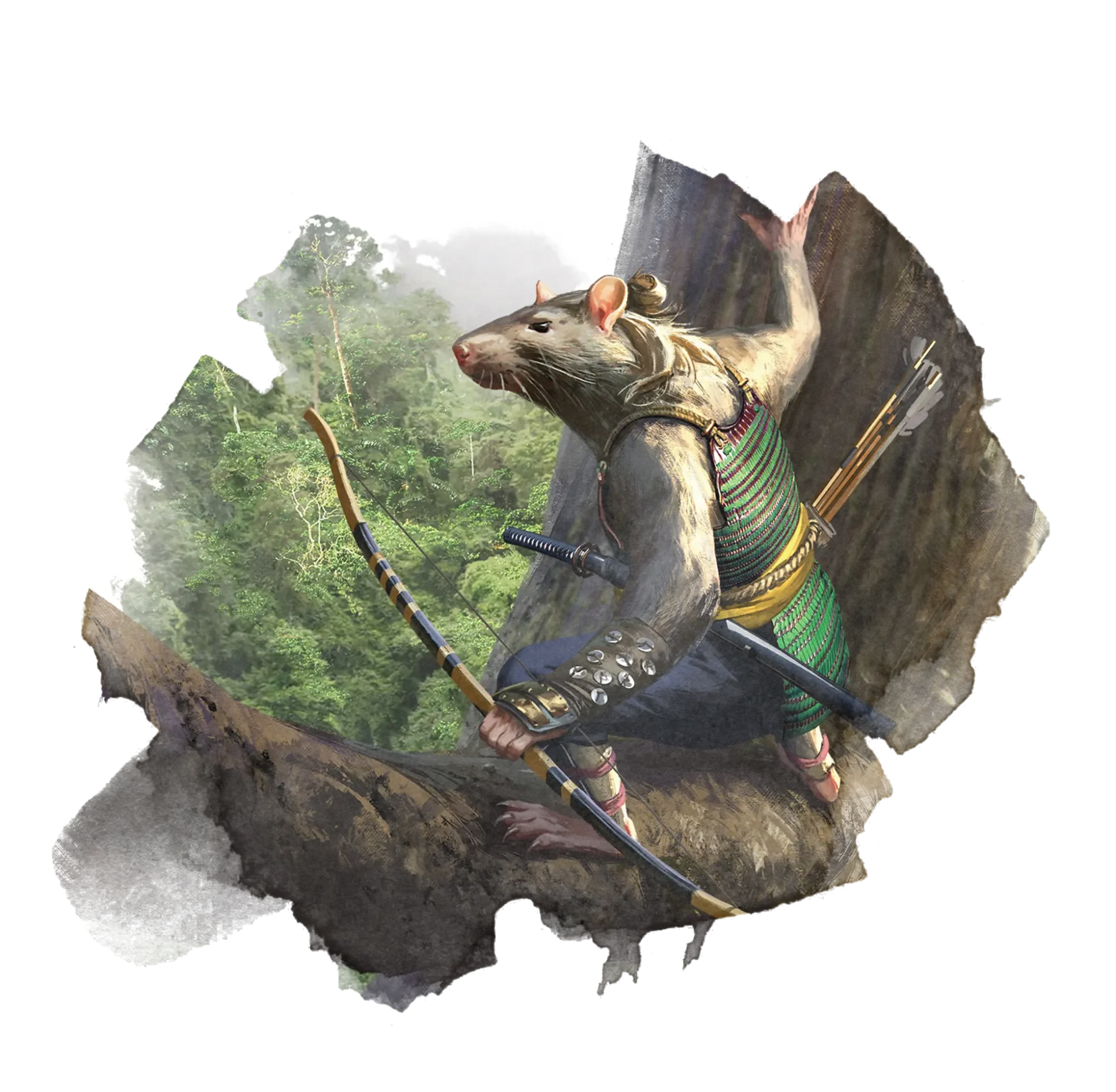 Nezumi in a tree with a bow
