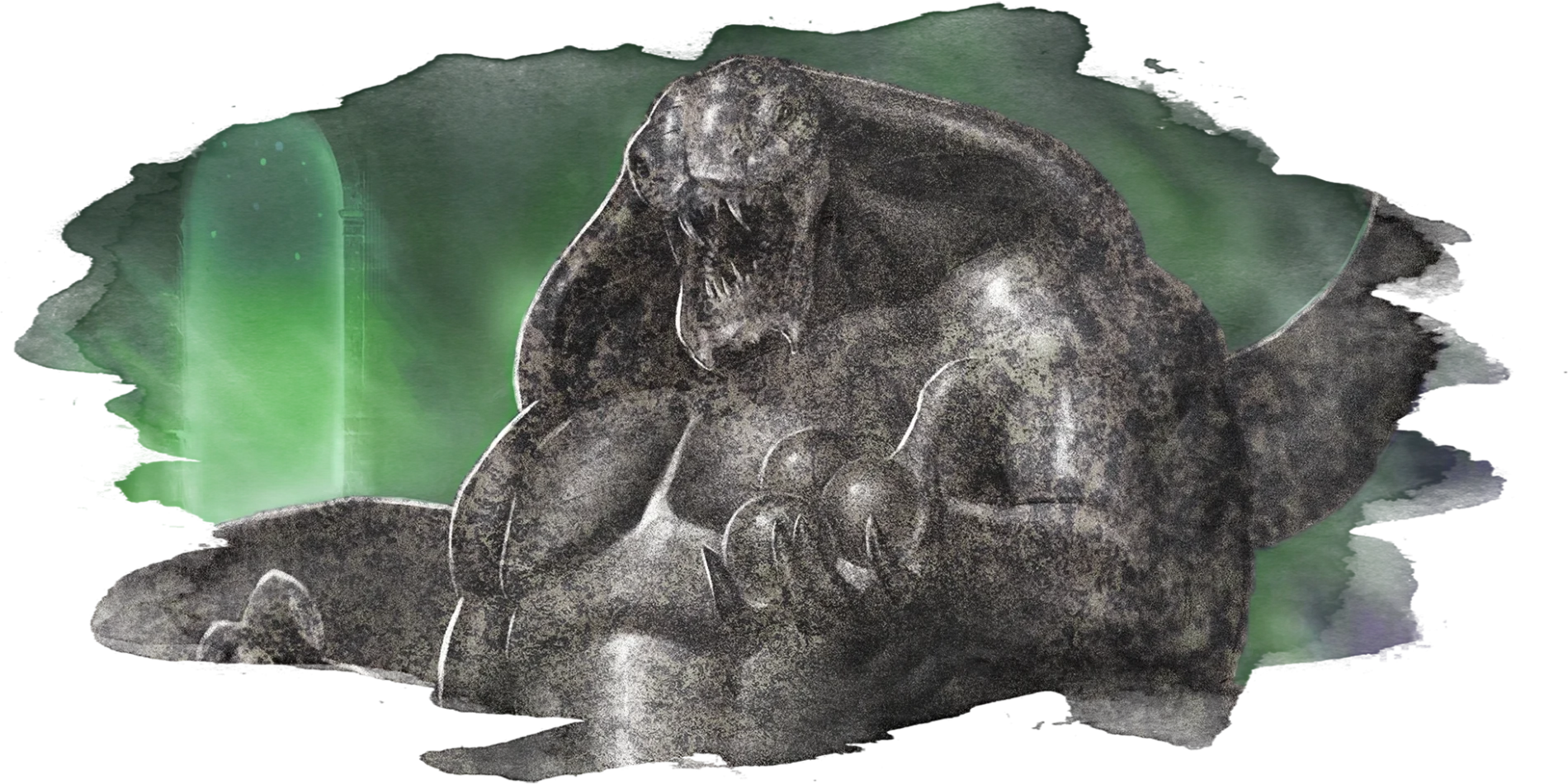 A naga in its stone-like sleeping state.