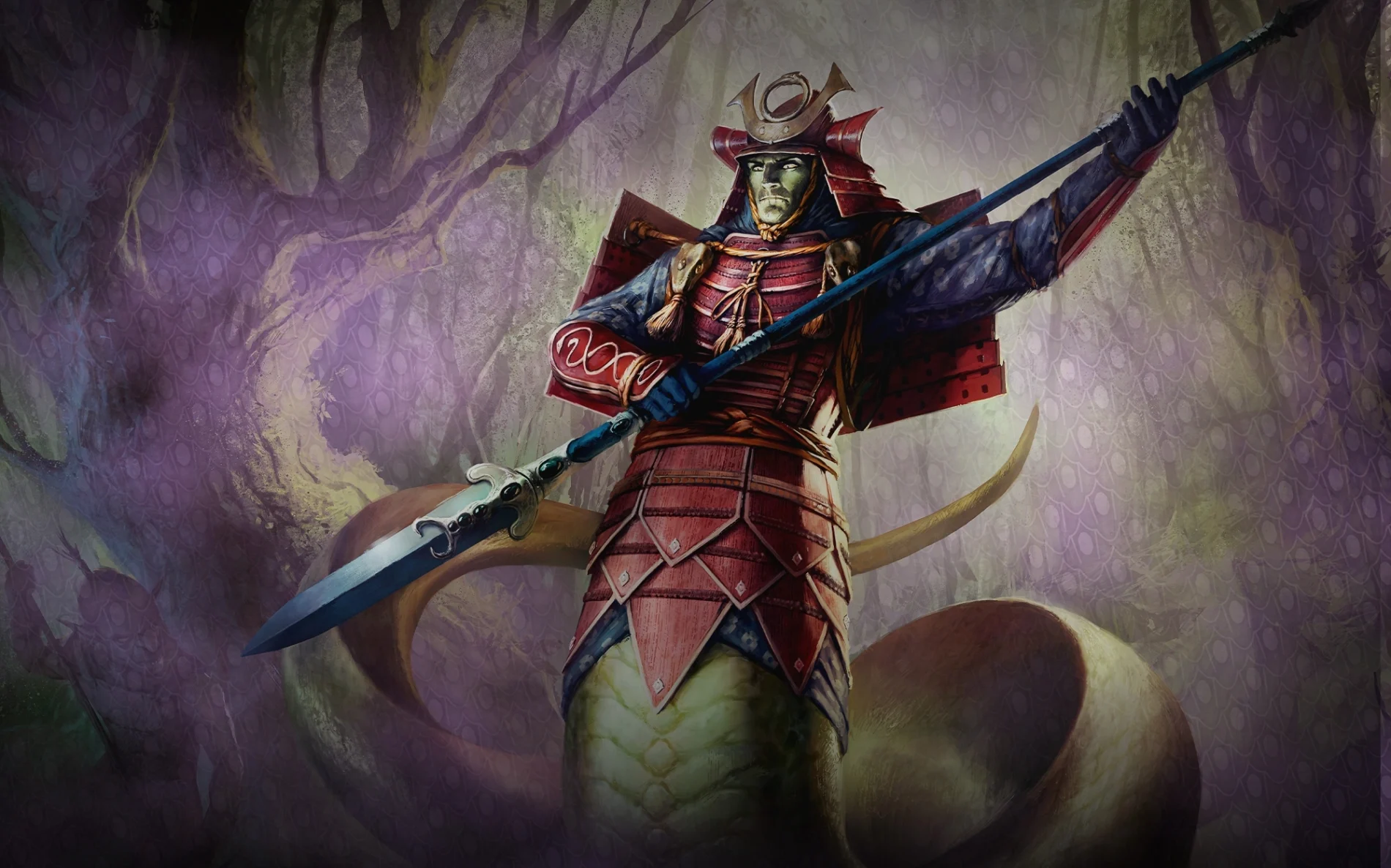 Naga warlord, the Shahadet, armed and in armour.