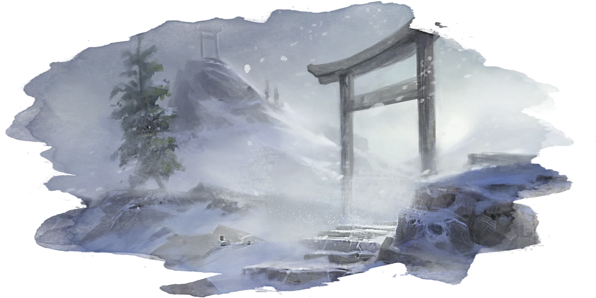 A snowdriven mountain scene.