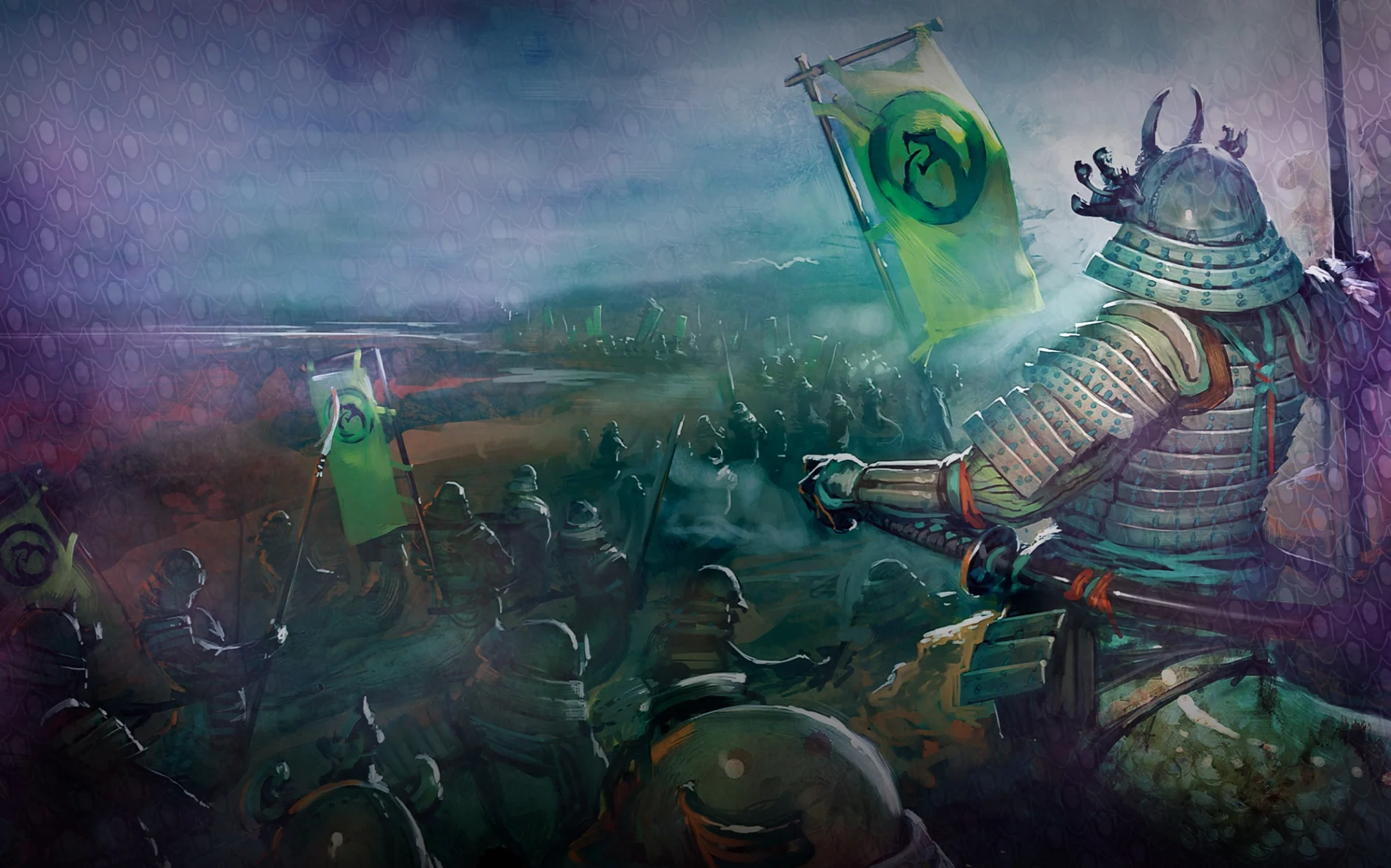 A naga warlord directs their army into battle.