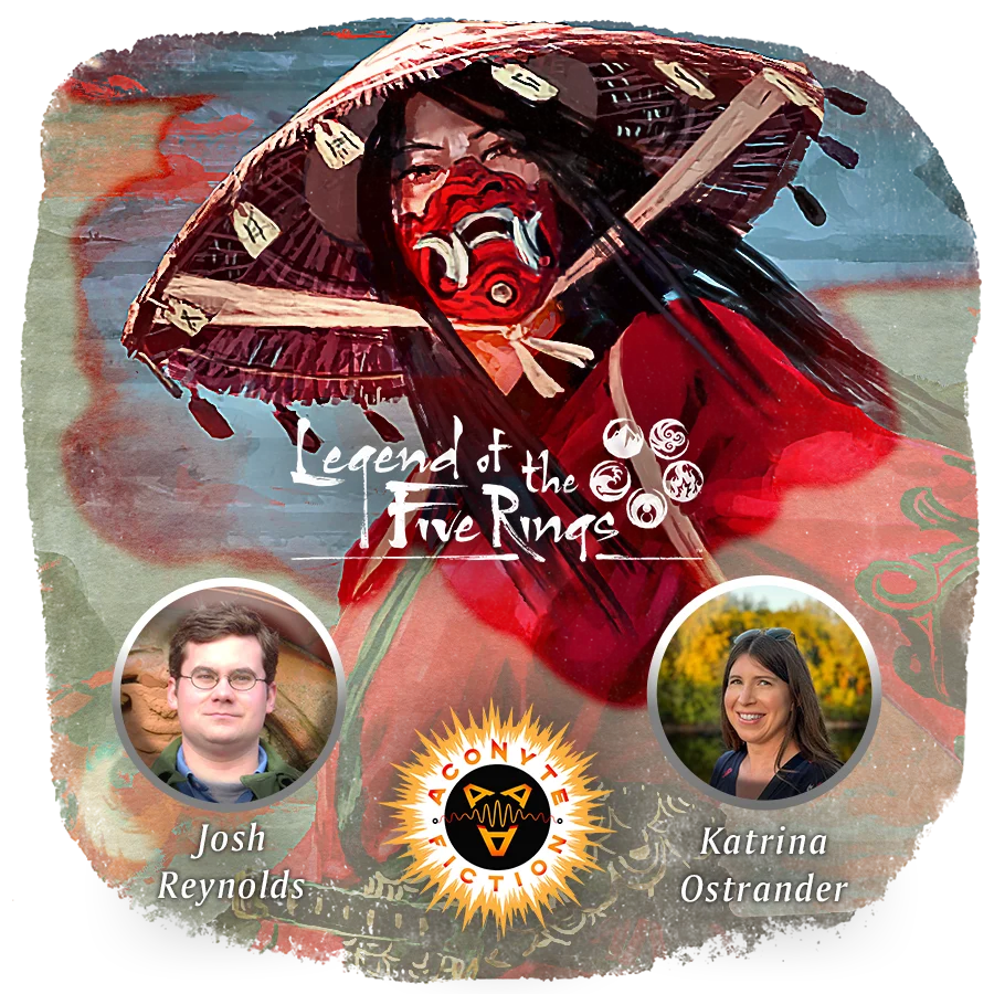 Headshots of host Katrina Ostrander and interview guest Josh Reynolds