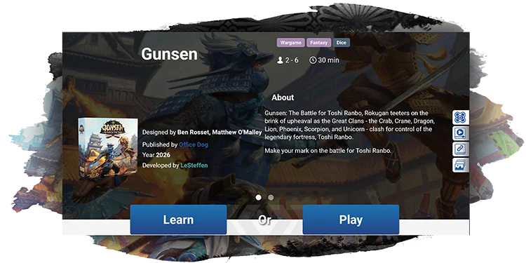 Gunsen Board Game Arena screenshot.