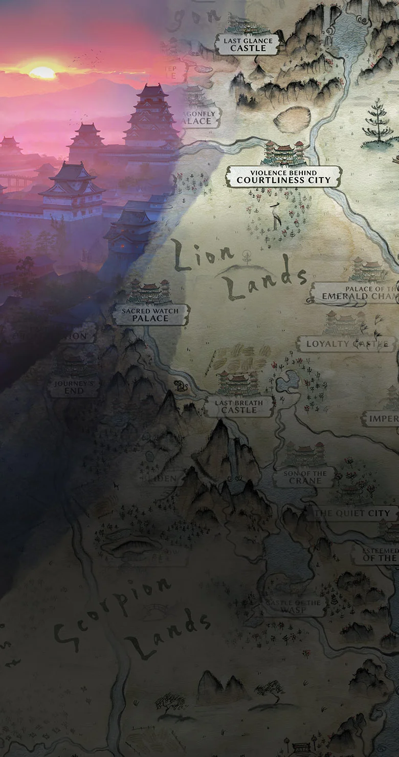 An illustration of Toshi Ranbo overlaid on the regional map
