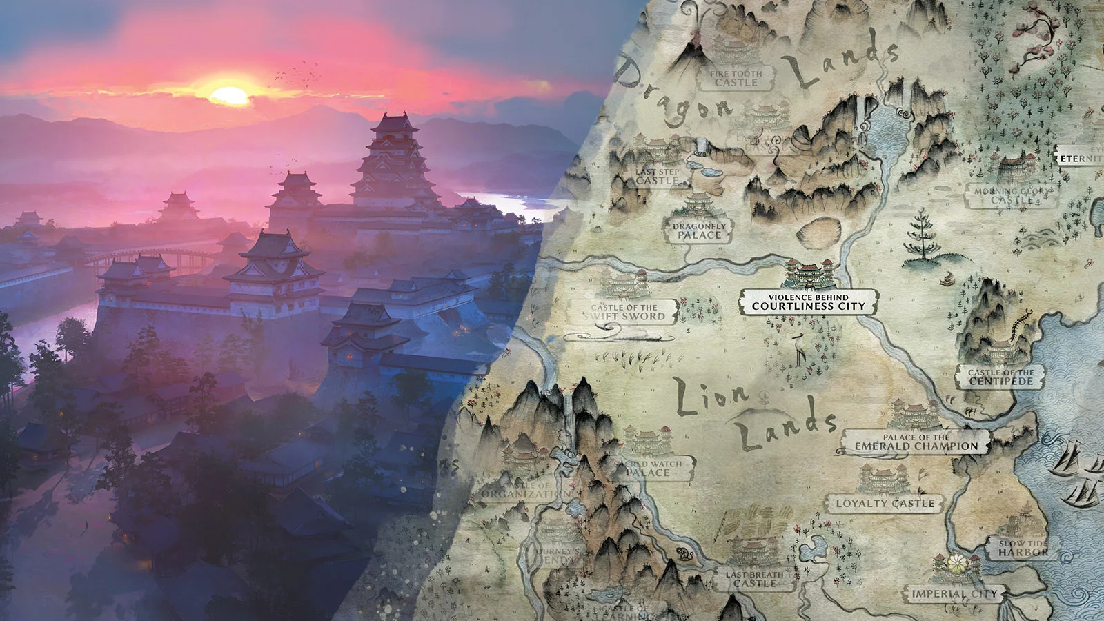 An illustration of Toshi Ranbo overlaid on the regional map