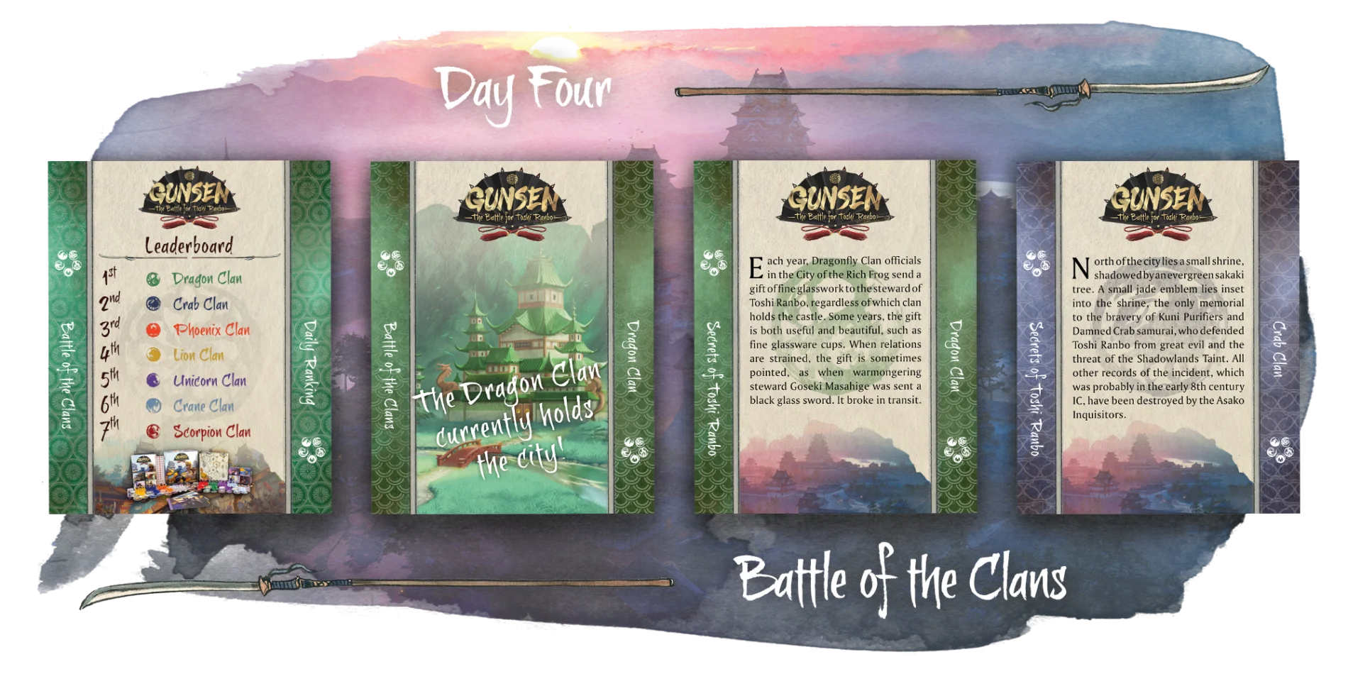 Gunsen OP Battle Report Day 4 - 4 cards reporting the results