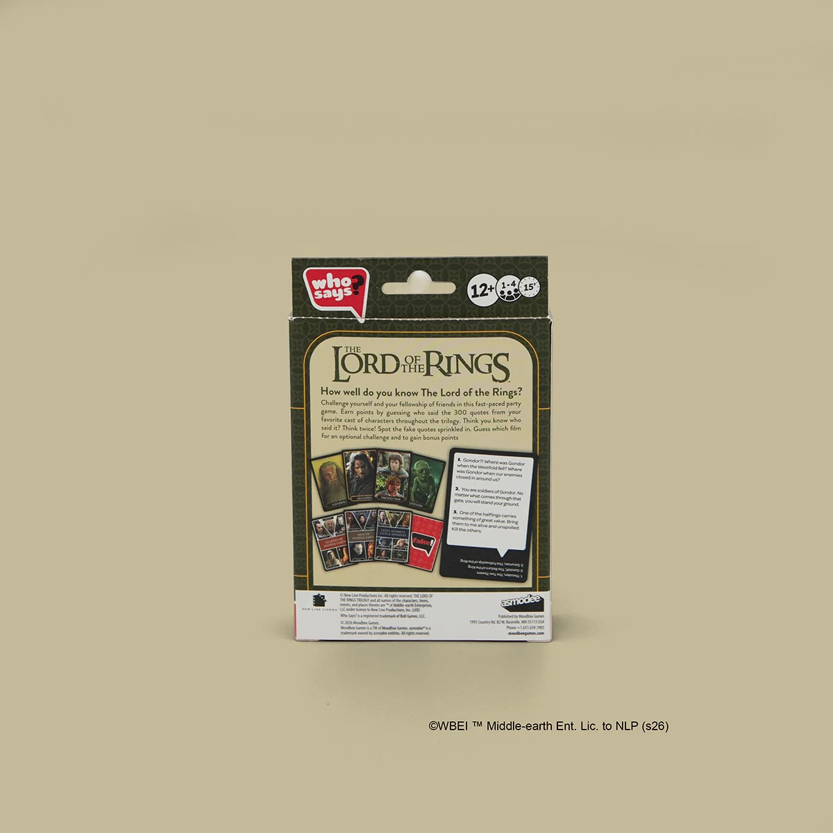 Who Says? The Lord of the Rings Back Of Box